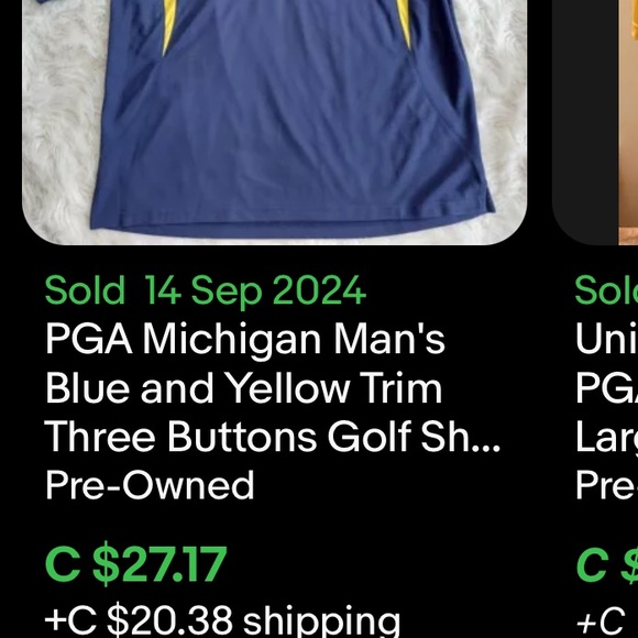 PGA Tour Michigan Polo Shirt / Large / Yellow / Golf - Picture 6 of 6